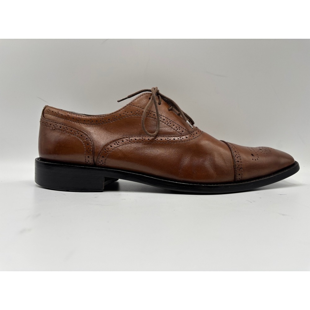 Vittorio Russo Men's Brown Leather Cap Toe Oxford Brogue Dress Shoes Italy 10½ - Picture 9 of 16